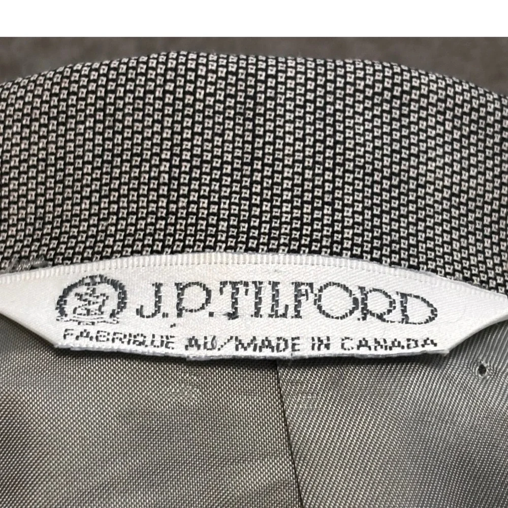 Harry Rosen Tilford Samuelsohn 42L Double Breasted Blazer Wool Jacket Gray Micro